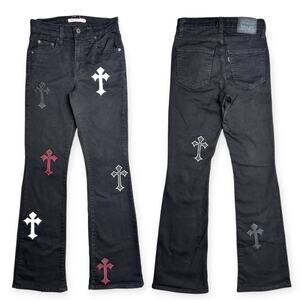 Levi's | W25 L30 | Black Chrome Hearts Inspired 725 High Rise Bootcut Jeans